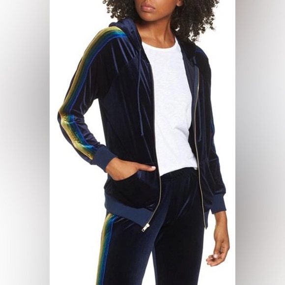 Aviator Nation Classic Velvet Hoodie + Pants Navy Green